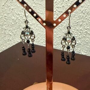 Set of beaded chandelier-style earrings